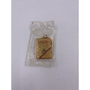Vintage Small STROH LIGHT BEER Metal Keyring Sealed in Bag